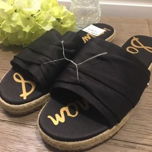 Sam Edelman Lars Black Satin Espadrille Slides
